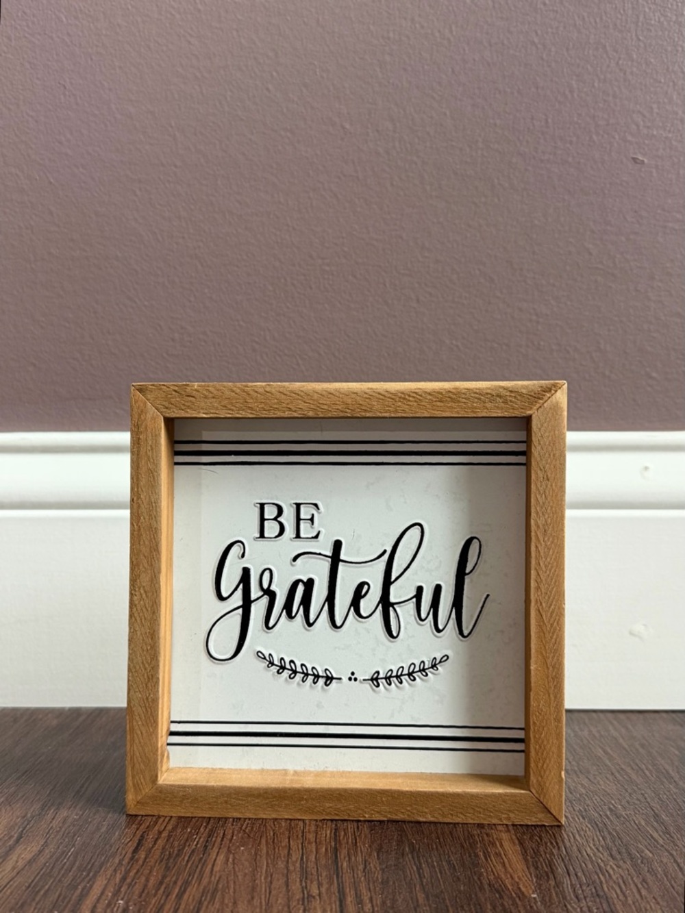 Be Grateful Farmhouse-Style Wooden Block Sign